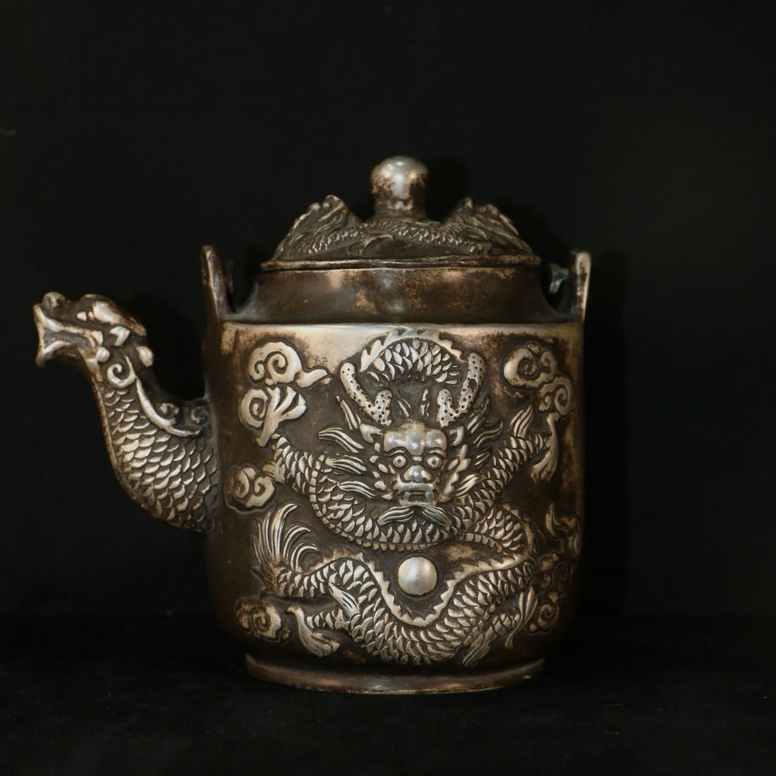 An Exquisite Silver-Gilt Copper Dragon Pattern Ewer - 4
