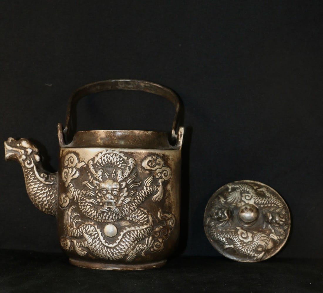 An Exquisite Silver-Gilt Copper Dragon Pattern Ewer - 5