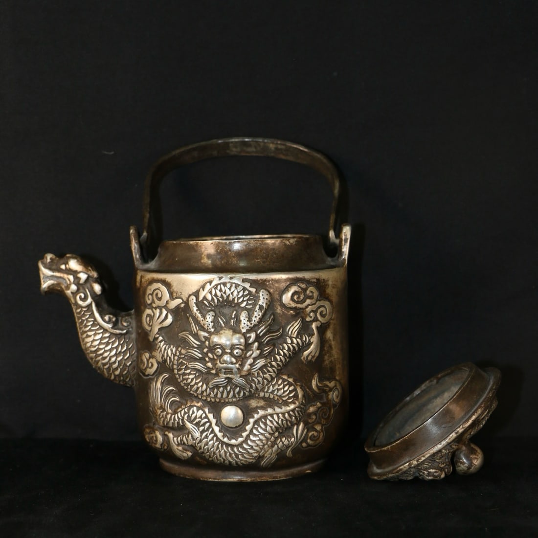 An Exquisite Silver-Gilt Copper Dragon Pattern Ewer - 6