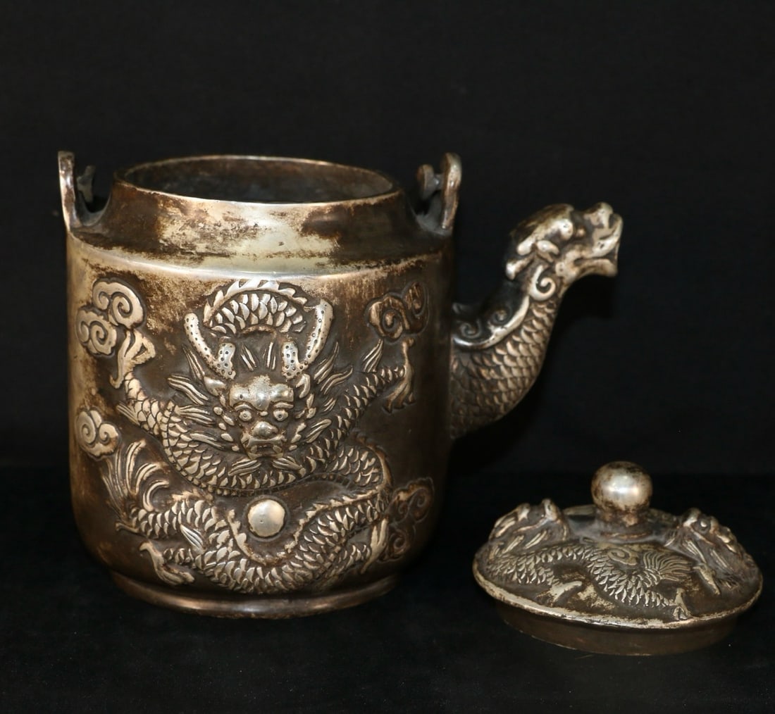 An Exquisite Silver-Gilt Copper Dragon Pattern Ewer - 7