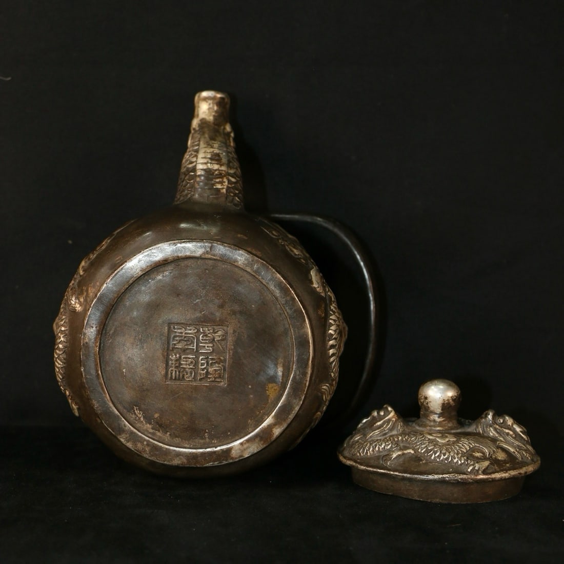 An Exquisite Silver-Gilt Copper Dragon Pattern Ewer - 8