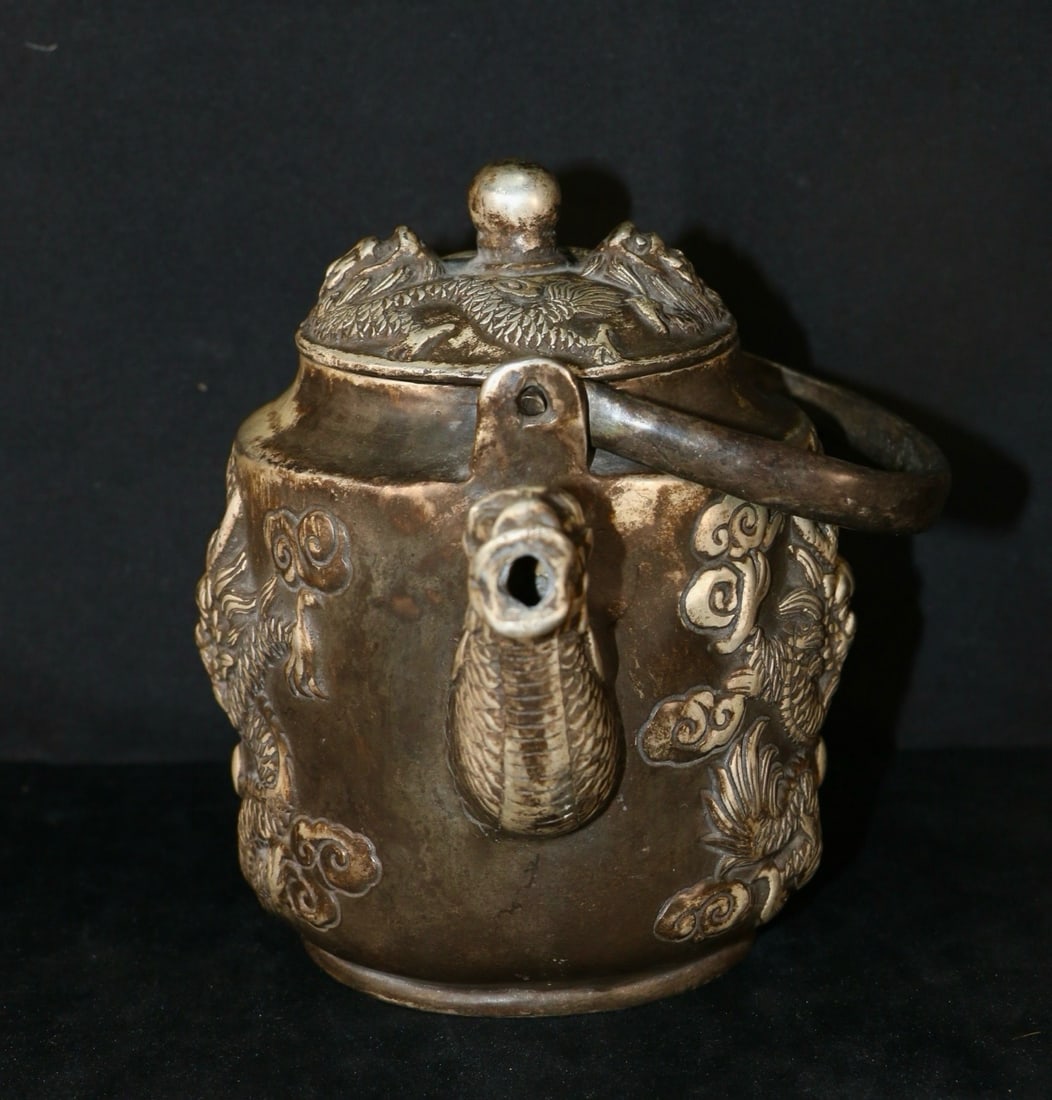 An Exquisite Silver-Gilt Copper Dragon Pattern Ewer - 9