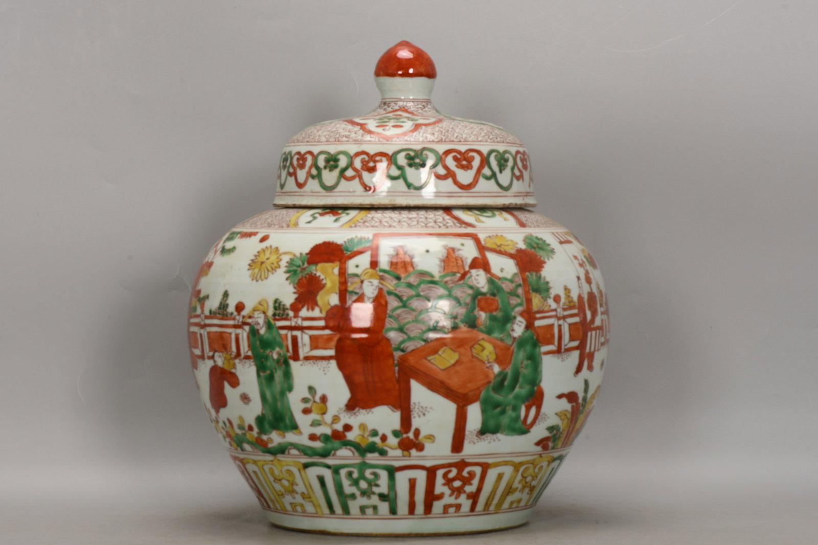 An Exquisite Wucai Figures Pattern Jar (1 of 8)