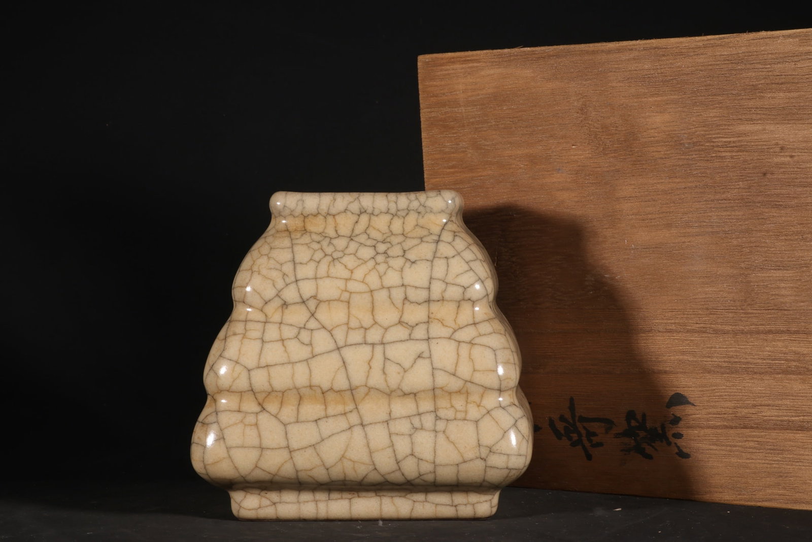 An Exquisite Ge Kiln Rice Yellow Glazed Ewer: An Exquisite Ge Kiln Rice Yellow Glazed Ewer,Song Dynasty, China,With Mark,Size:4.7inx4.6in 哥窑米黄釉壶,中国宋代,带款