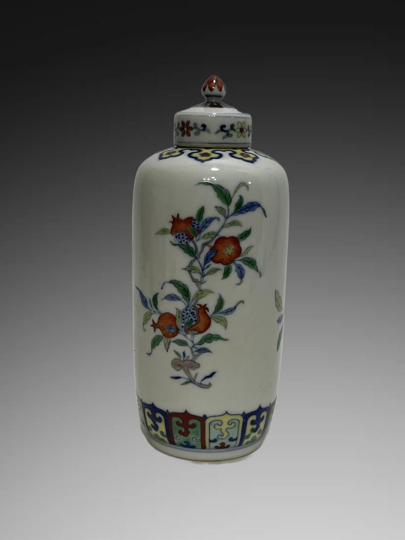 An Exquisite Doucai Flower and Fruit Pattern Jar (1 of 8)