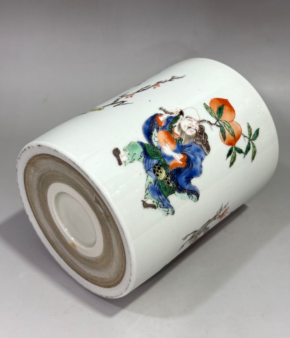 An Exquisite Wucai Figures Pattern Brush Pot - 8