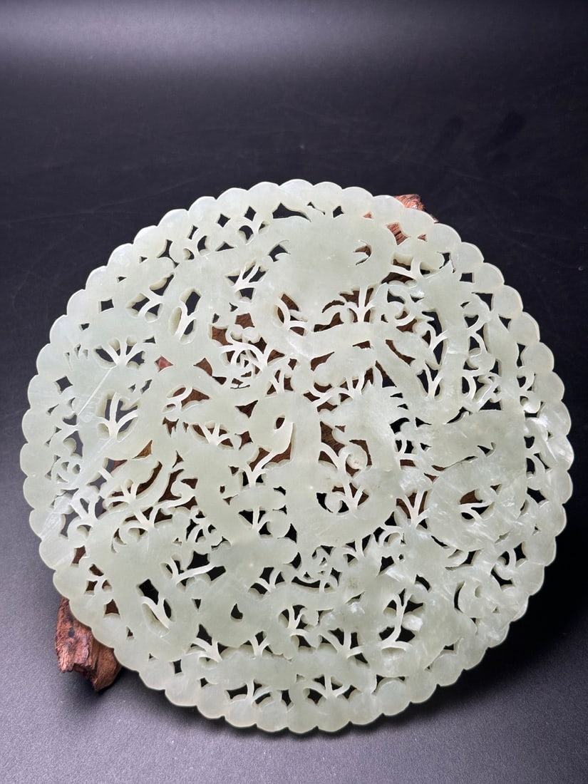 An Exquisite Hotan Jade Dragon Pattern Plaque - 5