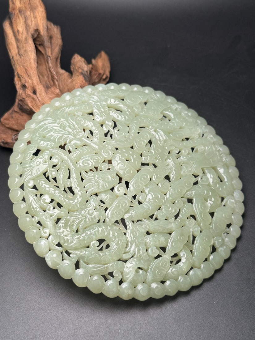 An Exquisite Hotan Jade Dragon Pattern Plaque - 7