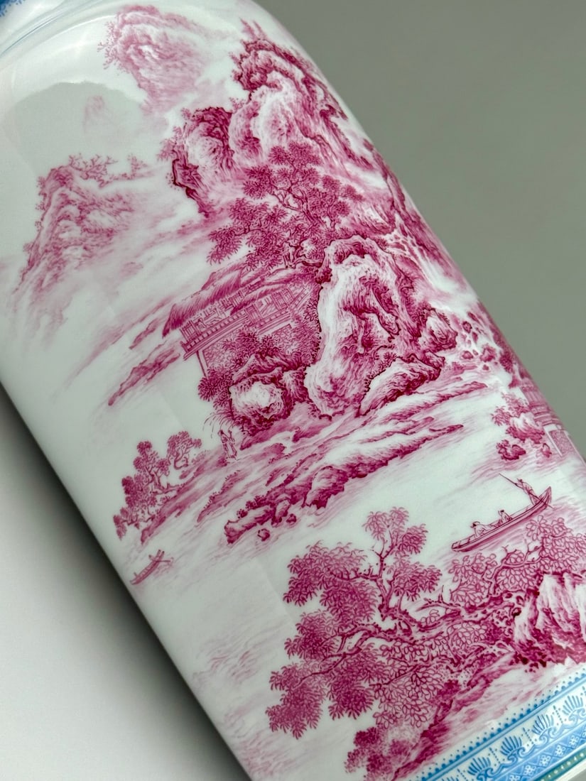An Exquisite Agate Red Landscape Pattern Vase - 4