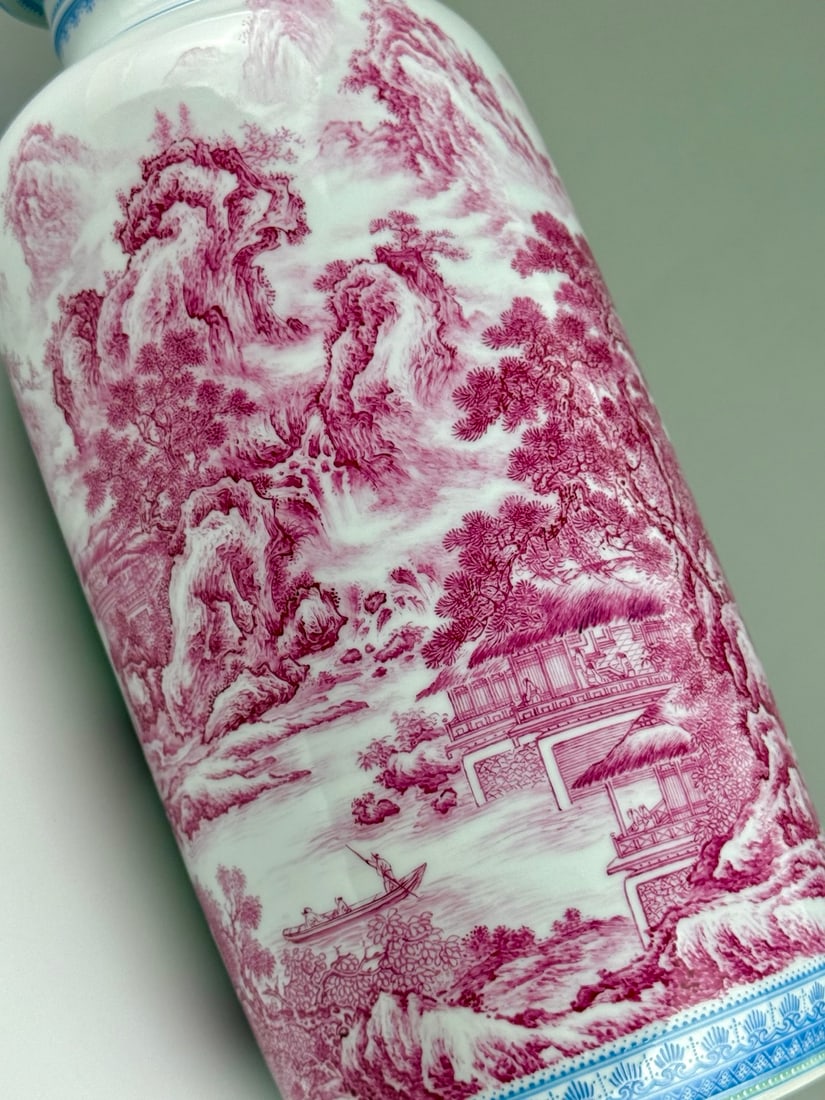 An Exquisite Agate Red Landscape Pattern Vase - 5