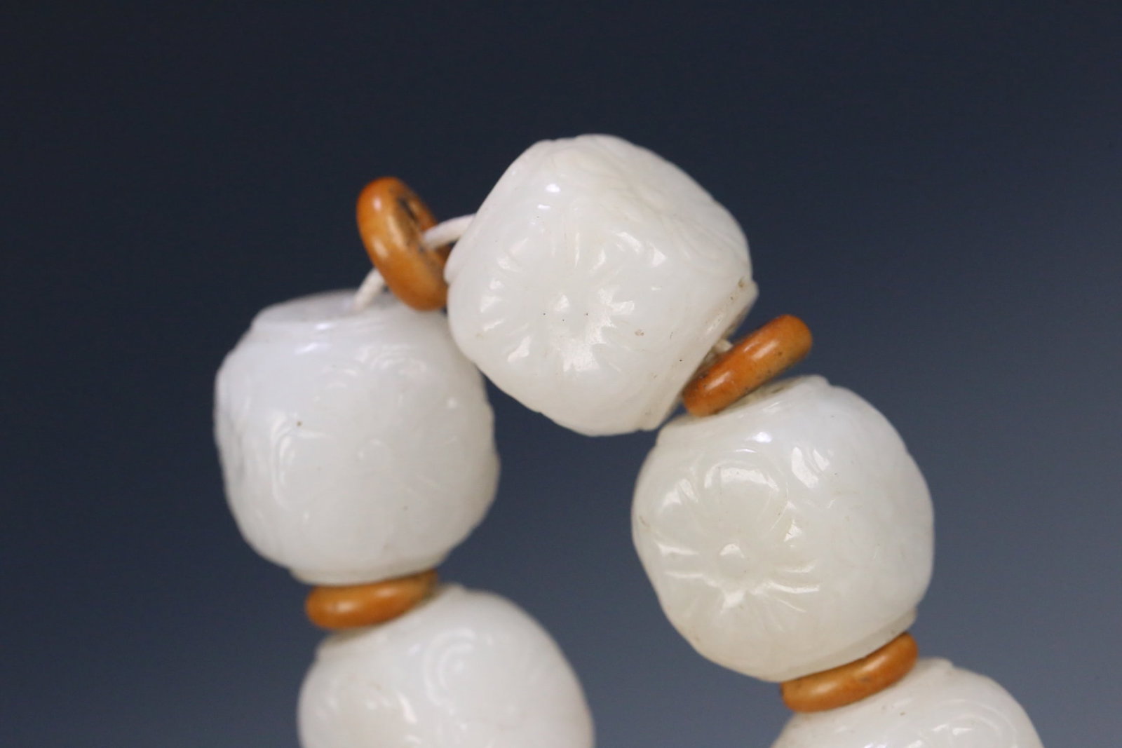 An Exquisite Hotan Jade Flower Pattern Hand String - 7