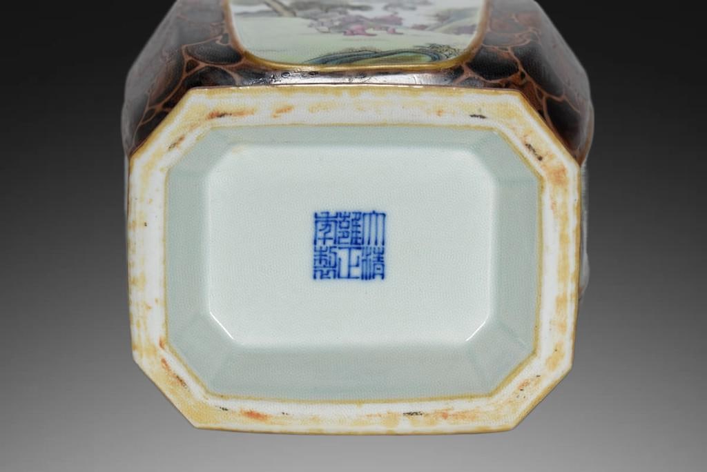 An Exquisite Stone Pattern Glaze Enamel Figures Pattern Vase - 8