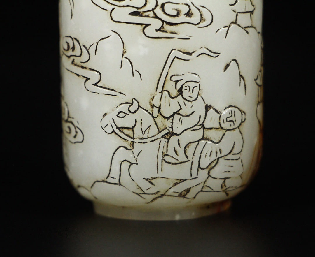 An Exquisite Hotan Jade Figures Pattern Snuff Bottle - 6