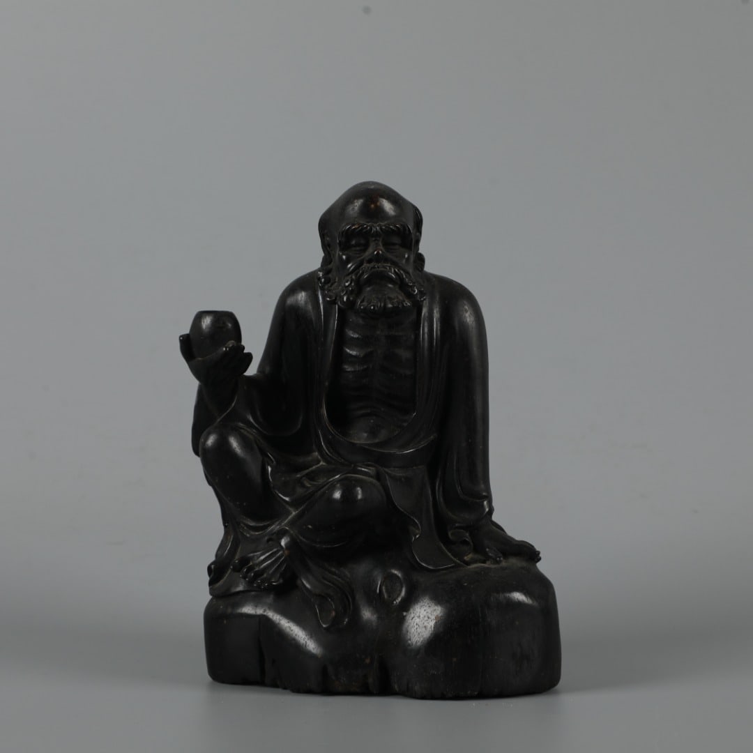 A Exquisite Stone Carved Statue of Arhat Ornament: A Exquisite Stone Carved Statue of Arhat Ornament,Qing Dynasty, China,Size:8.7inx5.9in 石雕罗汉摆件,中国清代