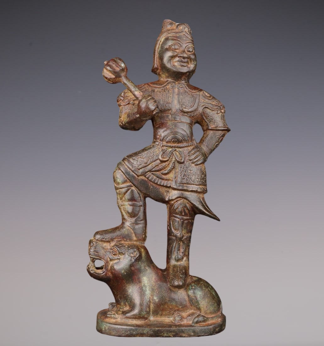 An Archaic Bronze Figure Auspicious Beast Ornament: An Archaic Bronze Figure Auspicious Beast Ornament,Han Dynasty,