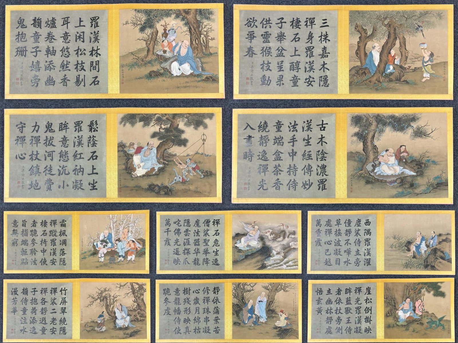 A Chinese Album Ink Painting of Statue of Arhat on Paper,Ding Guanpeng: A Chinese Album Ink Painting of Statue of Arhat on Paper,Ding