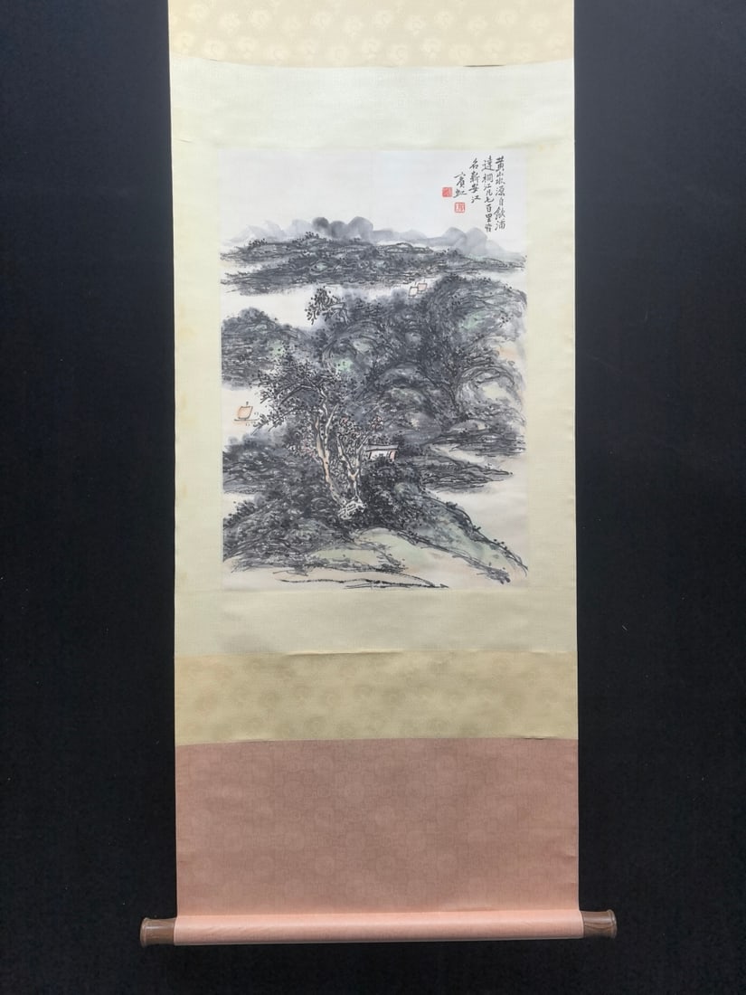 A Chinese Vertical Scroll Ink Painting of Landscape on Paper,Huang Binhong: A Chinese Vertical Scroll Ink Painting of Landscape on Paper,Huang Binhong,Size:(Without