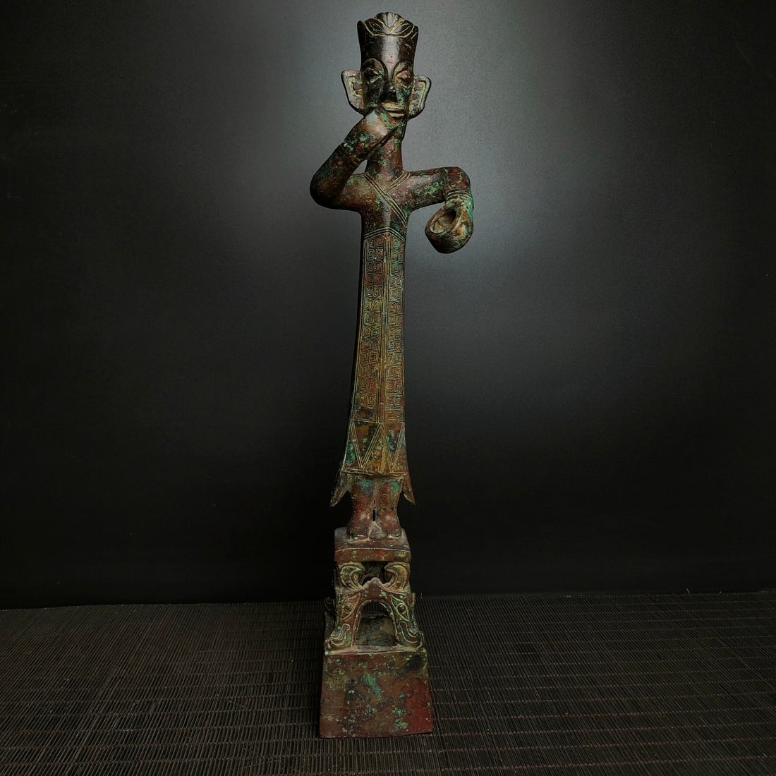 An Archaic Bronze Figure Ornament,With Inscription: An Archaic Bronze Figure Ornament,With Inscription,Qing Dynasty,