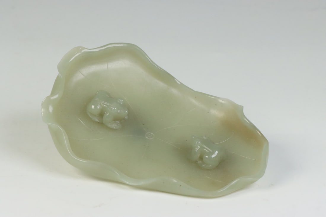 An Exquisite White Jade Frog Pattern Brush Washer - 5