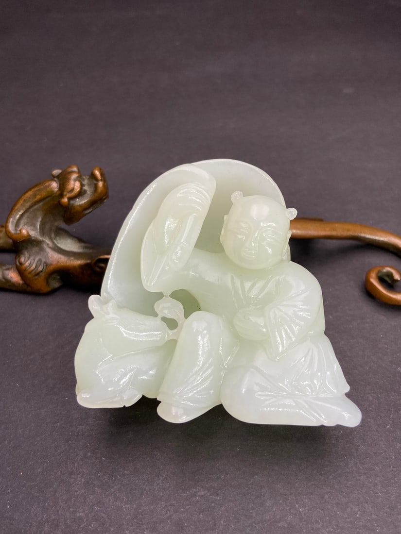 An Exquisite White Jade Figure Ornament: An Exquisite White Jade Figure Ornament,Qing