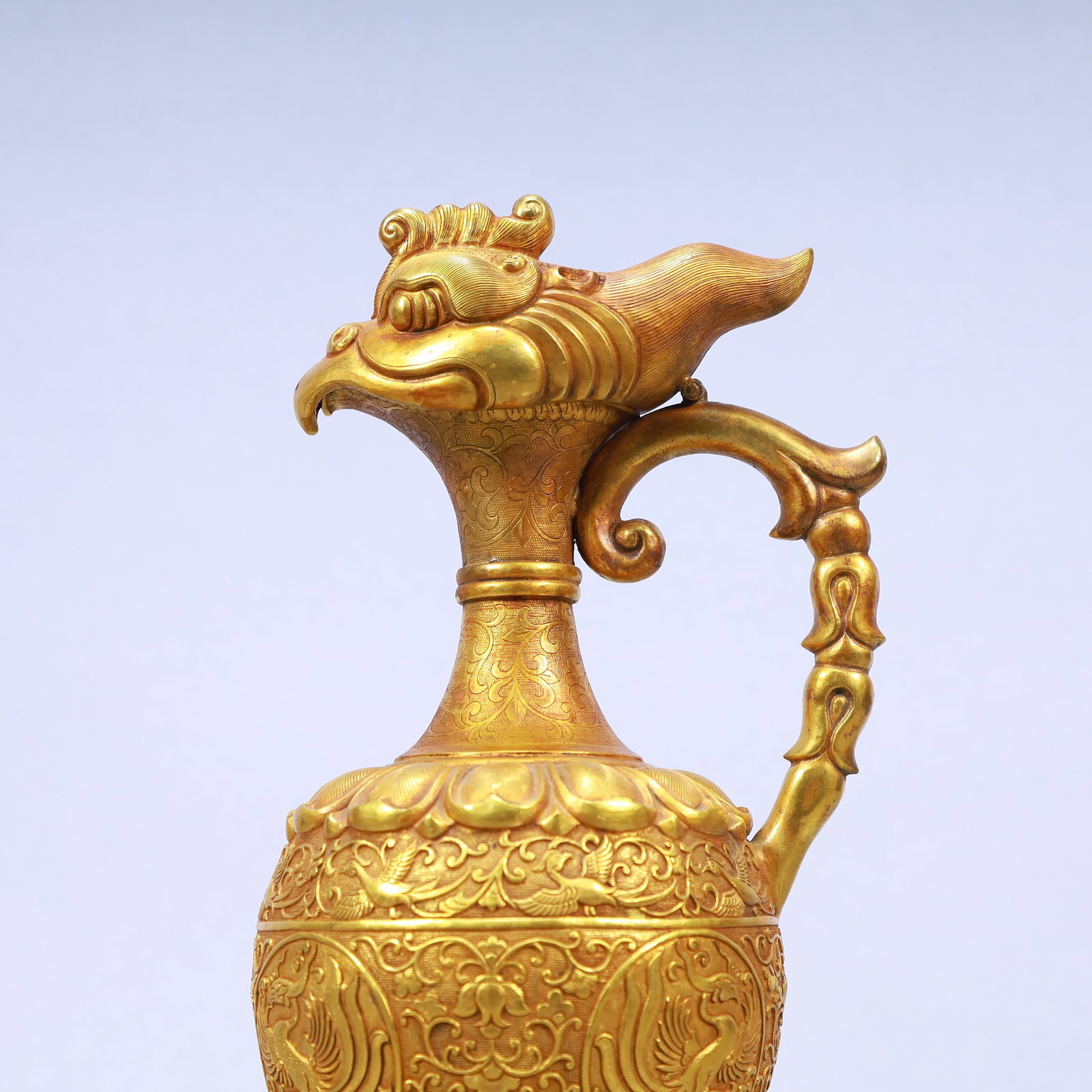 A Exquisite Gilt Bronze Lotus Pattern Phoenix Pattern Ewer - 2