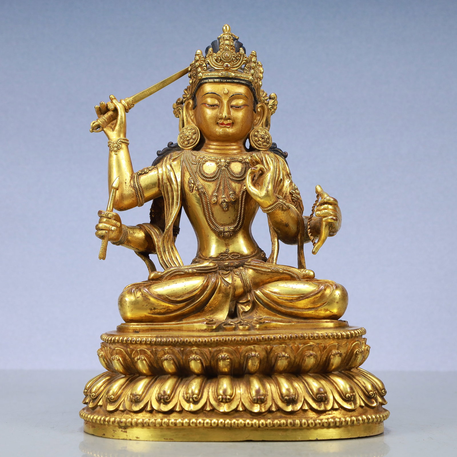 A Exquisite Gilt Bronze Statue of Manjusri (1 of 10)
