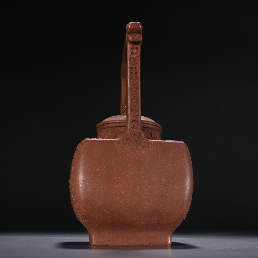 An Exquisite Purple Sands Auspicious Cloud and Dragon Pattern Loop-Handled Pot - 4
