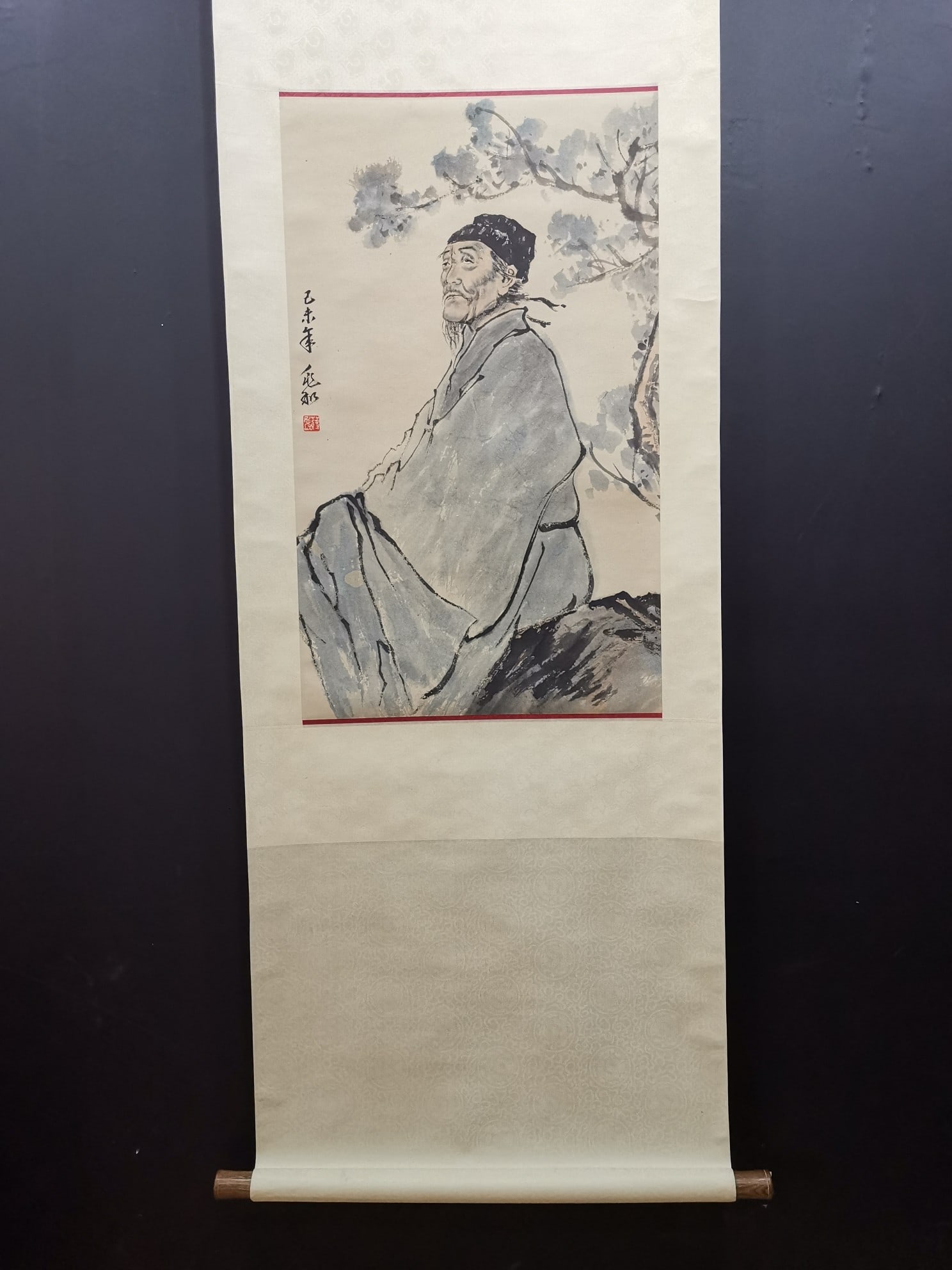 A Chinese Vertical Scroll Ink Painting of Figure on Paper,Jiang Zhaohe: A Chinese Vertical Scroll Ink Painting of Figure on Paper,Jiang