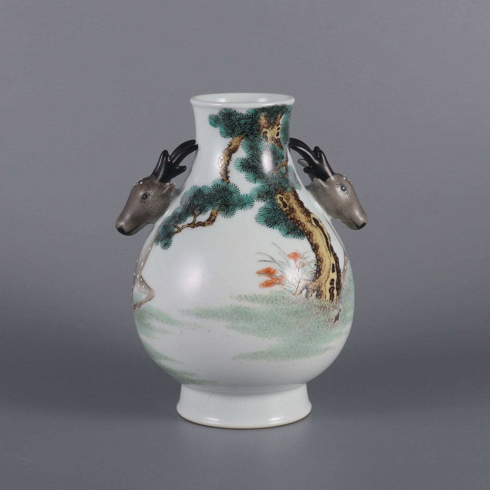 An Exquisite Famille-Rose Pine and Deer Pattern Deer-Ears Vase (1 of 9)