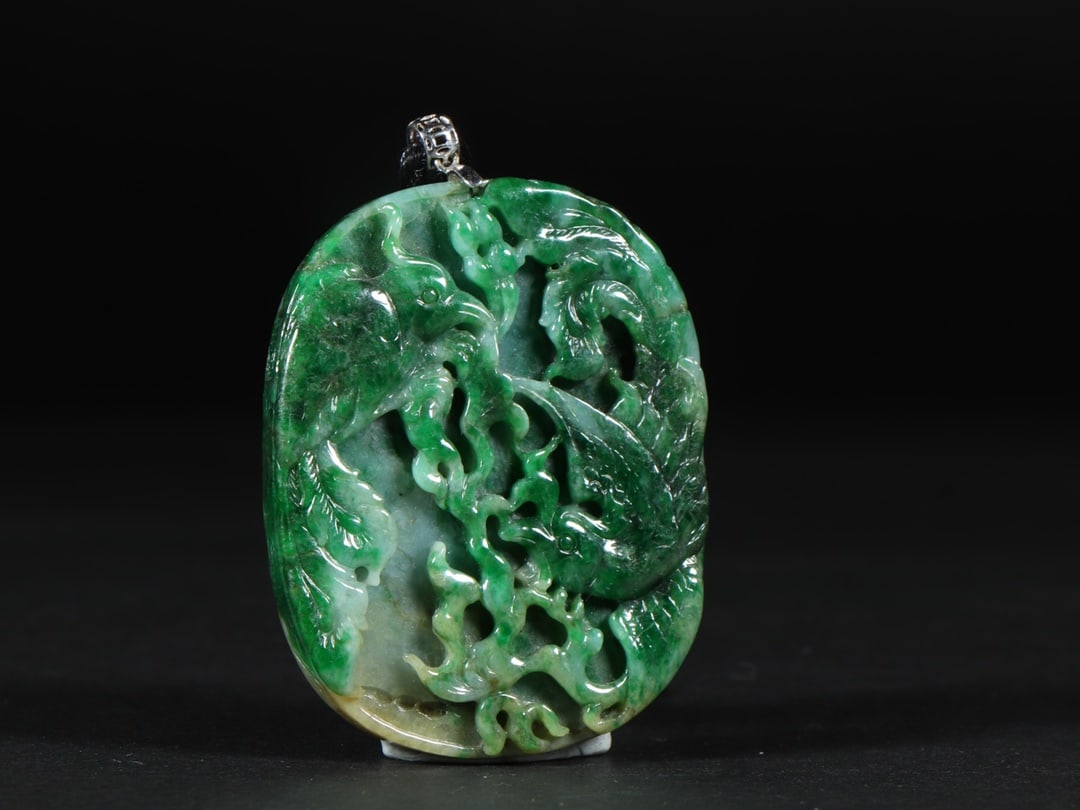 An Exquisite Jadeite Phoenix Pattern Pendant - 2