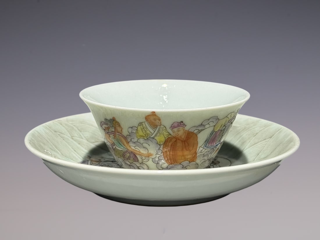 An Exquisite Famille-Rose Character and Story Pattern Cup,With Tray (1 of 9)