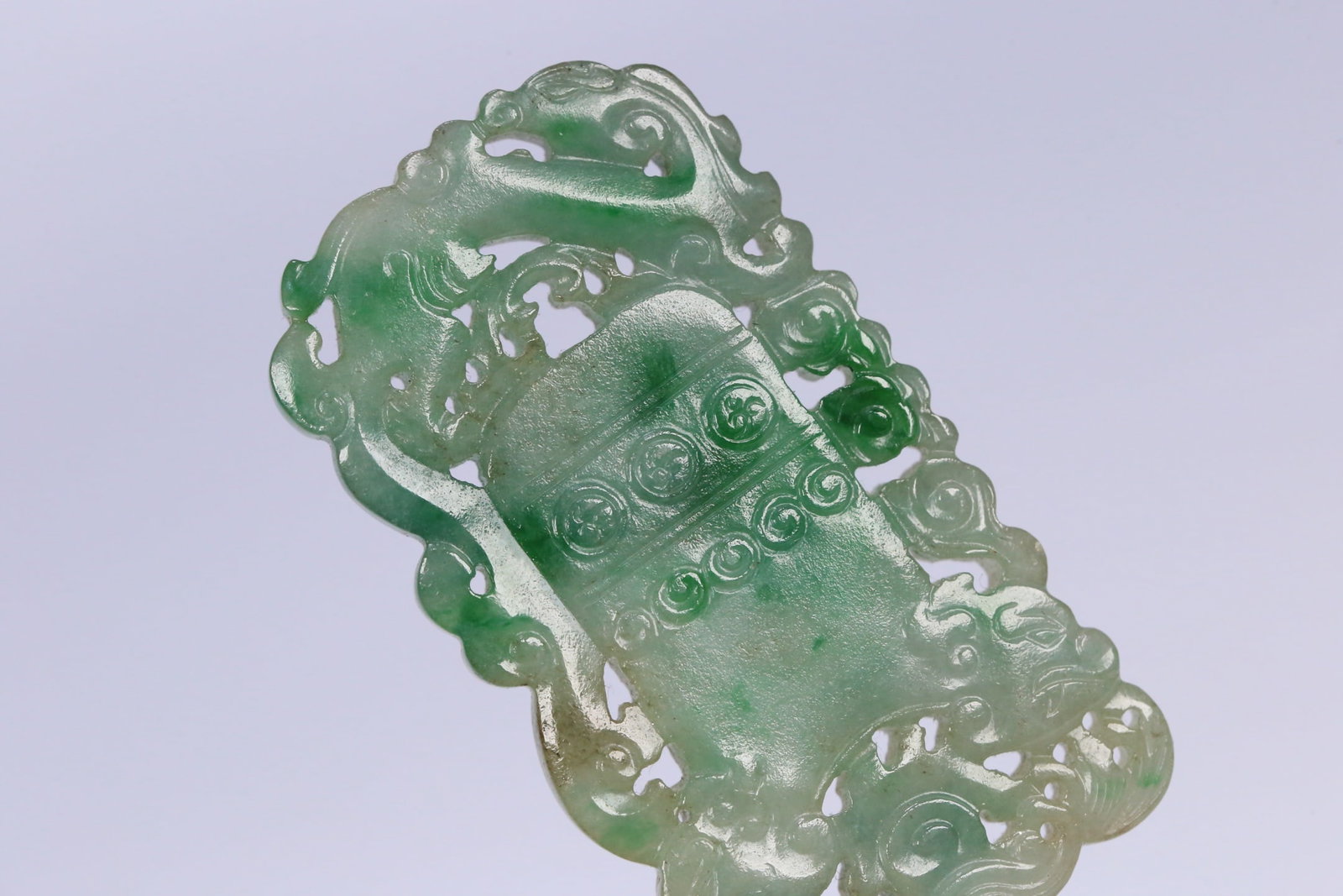 An Exquisite Jadeite Chi-Dragon Pattern Pendant - 4