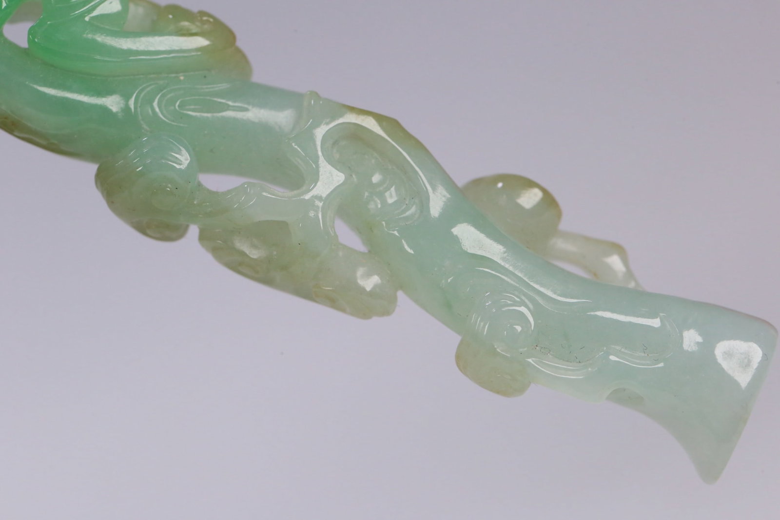 An Exquisite Jadeite Bats Pattern Ganoderma lucidum Ornament - 5