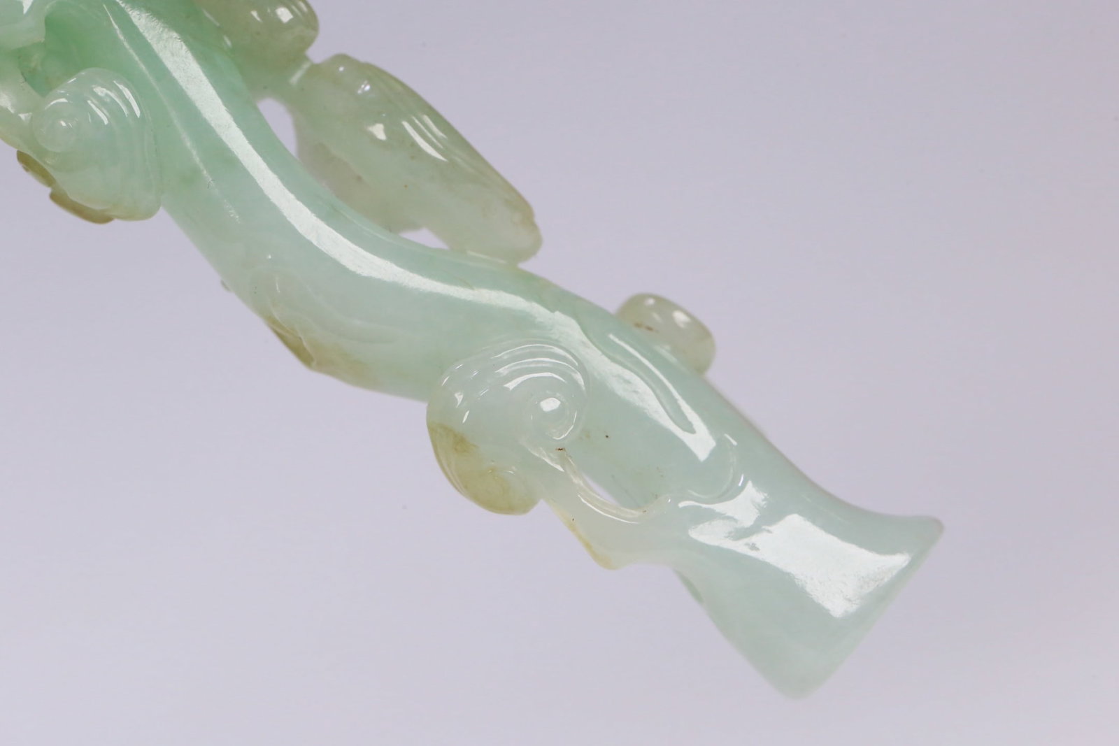An Exquisite Jadeite Bats Pattern Ganoderma lucidum Ornament - 6
