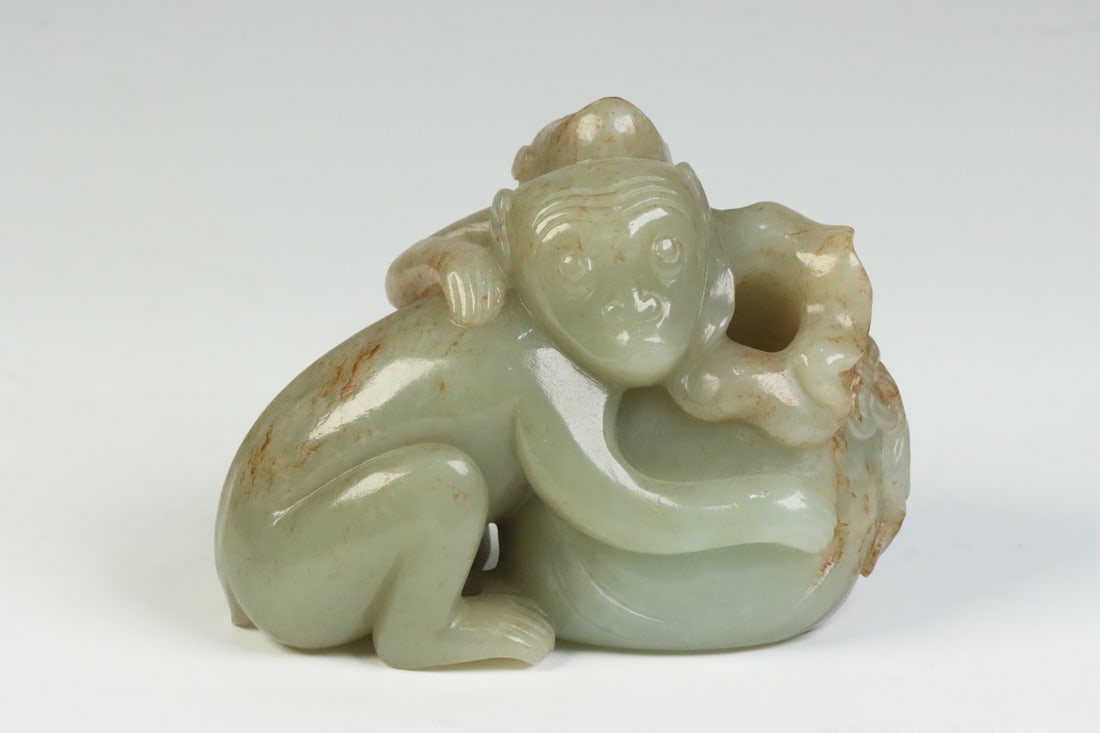 An Exquisite White Jade Monkey Hand Piece (1 of 9)