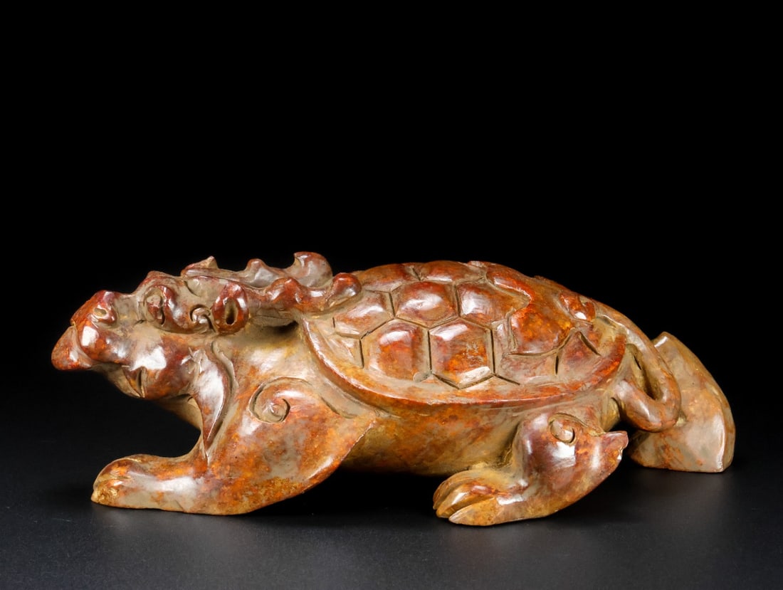 An Exquisite White Jade Dragon Turtle Ornament (1 of 9)