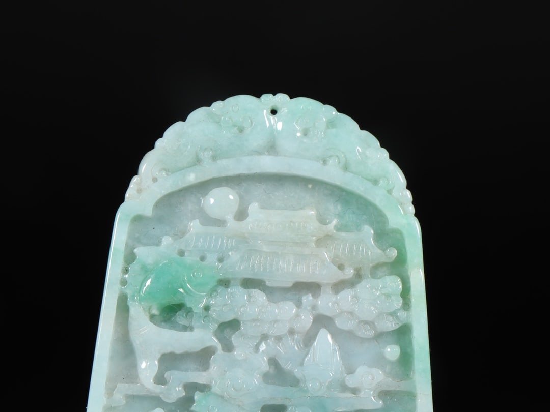 An Exquisite Jadeite Rooster Landscape Pattern Pendant - 2