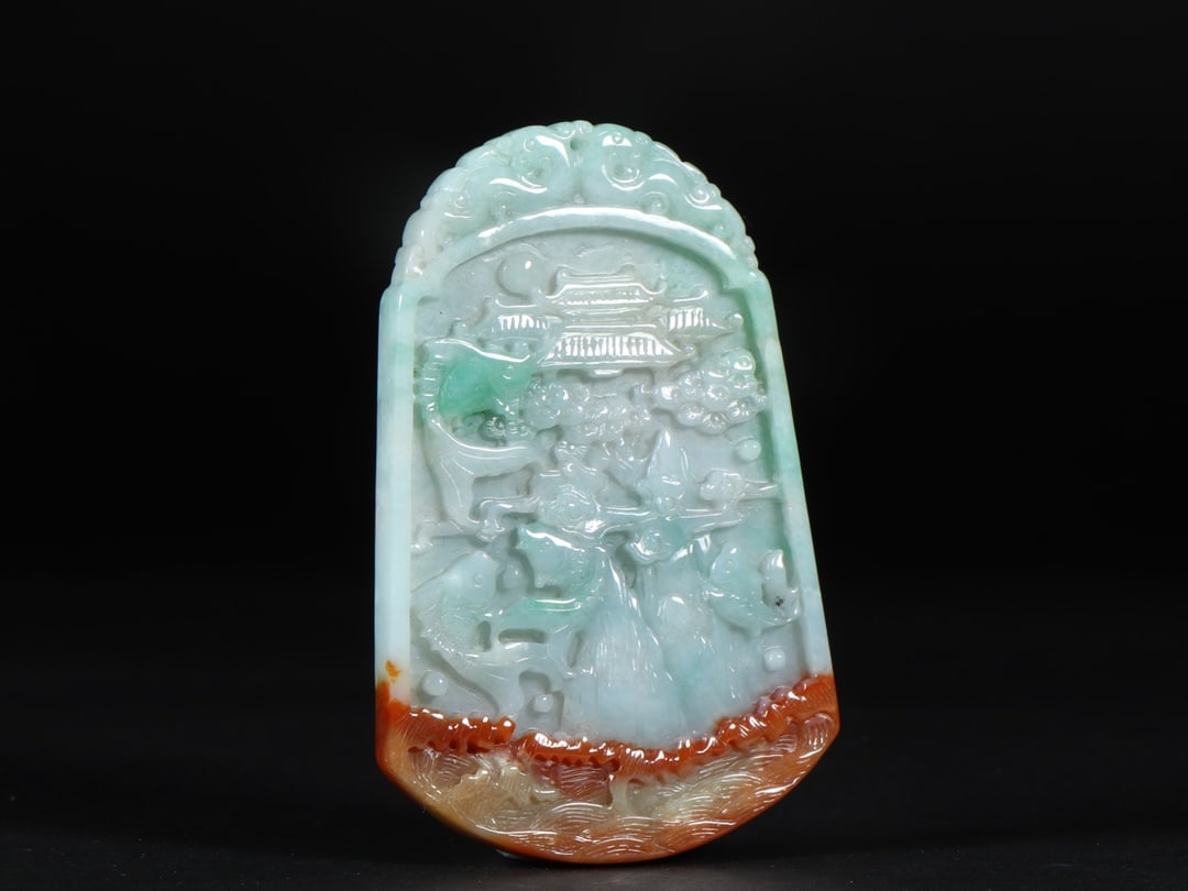 An Exquisite Jadeite Rooster Landscape Pattern Pendant - 4