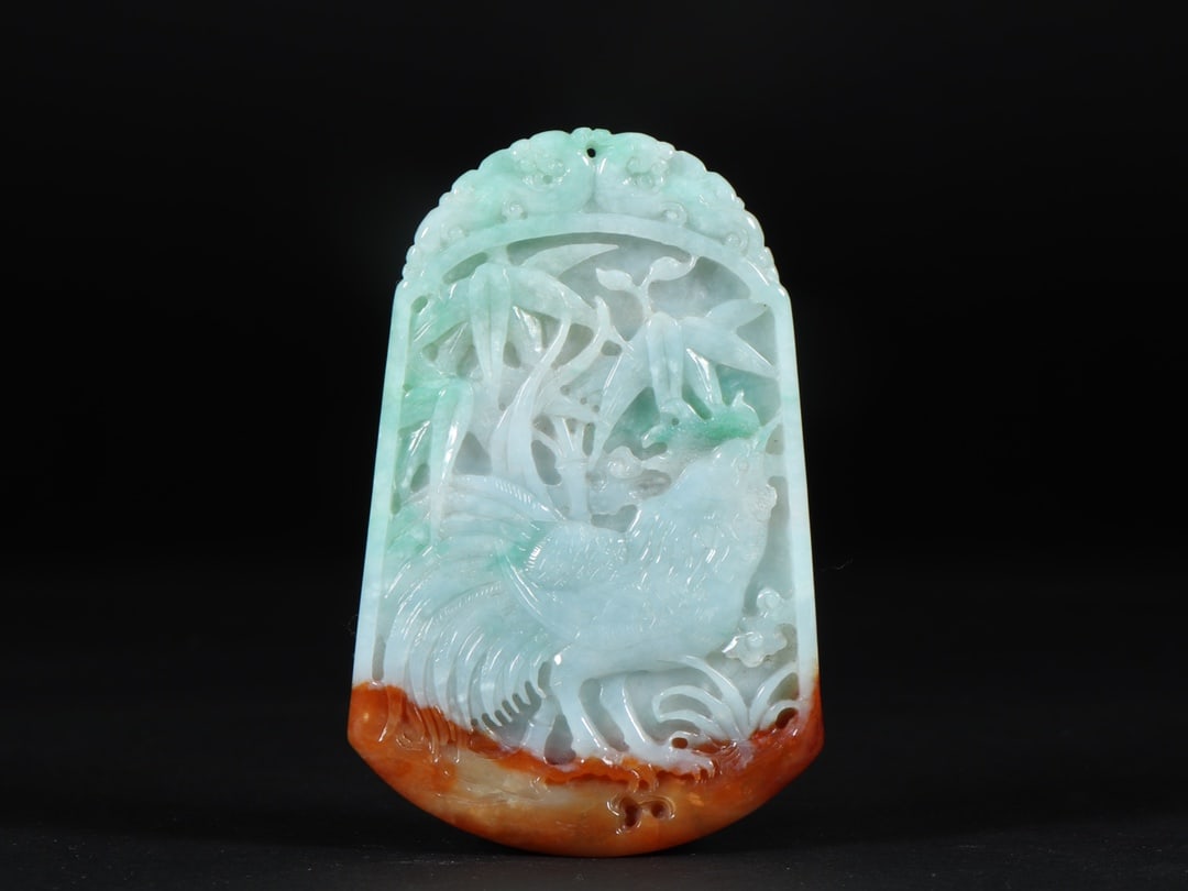 An Exquisite Jadeite Rooster Landscape Pattern Pendant - 7