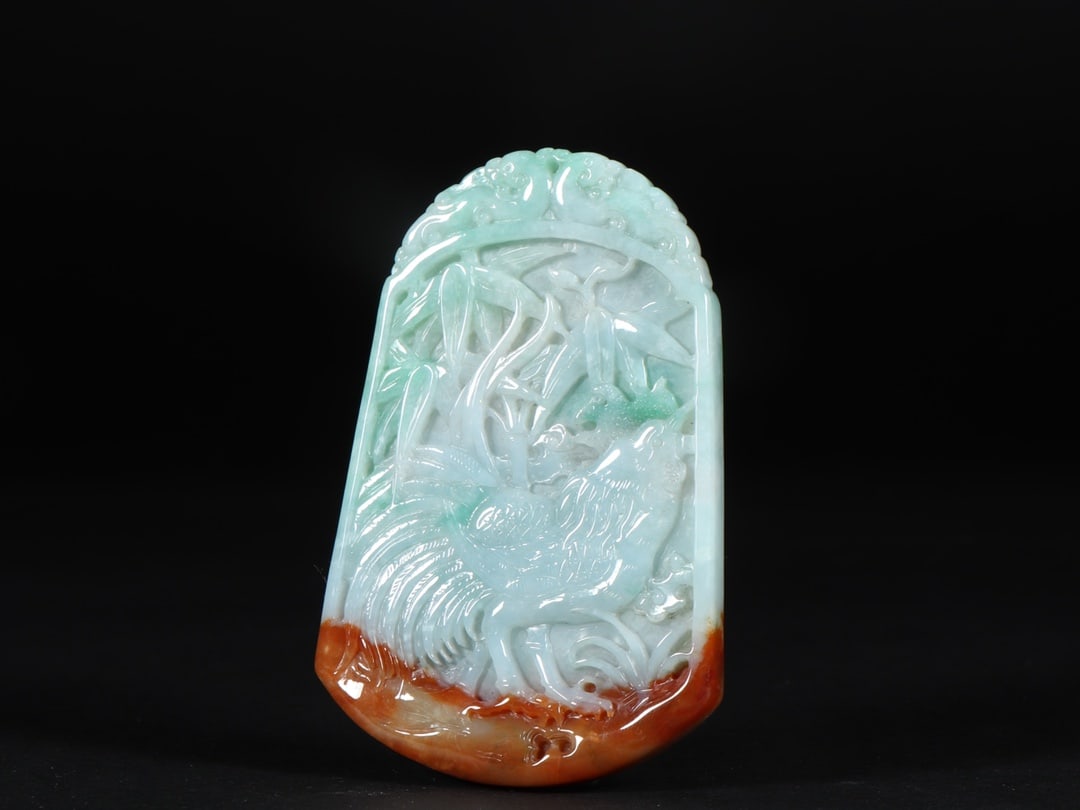 An Exquisite Jadeite Rooster Landscape Pattern Pendant - 8