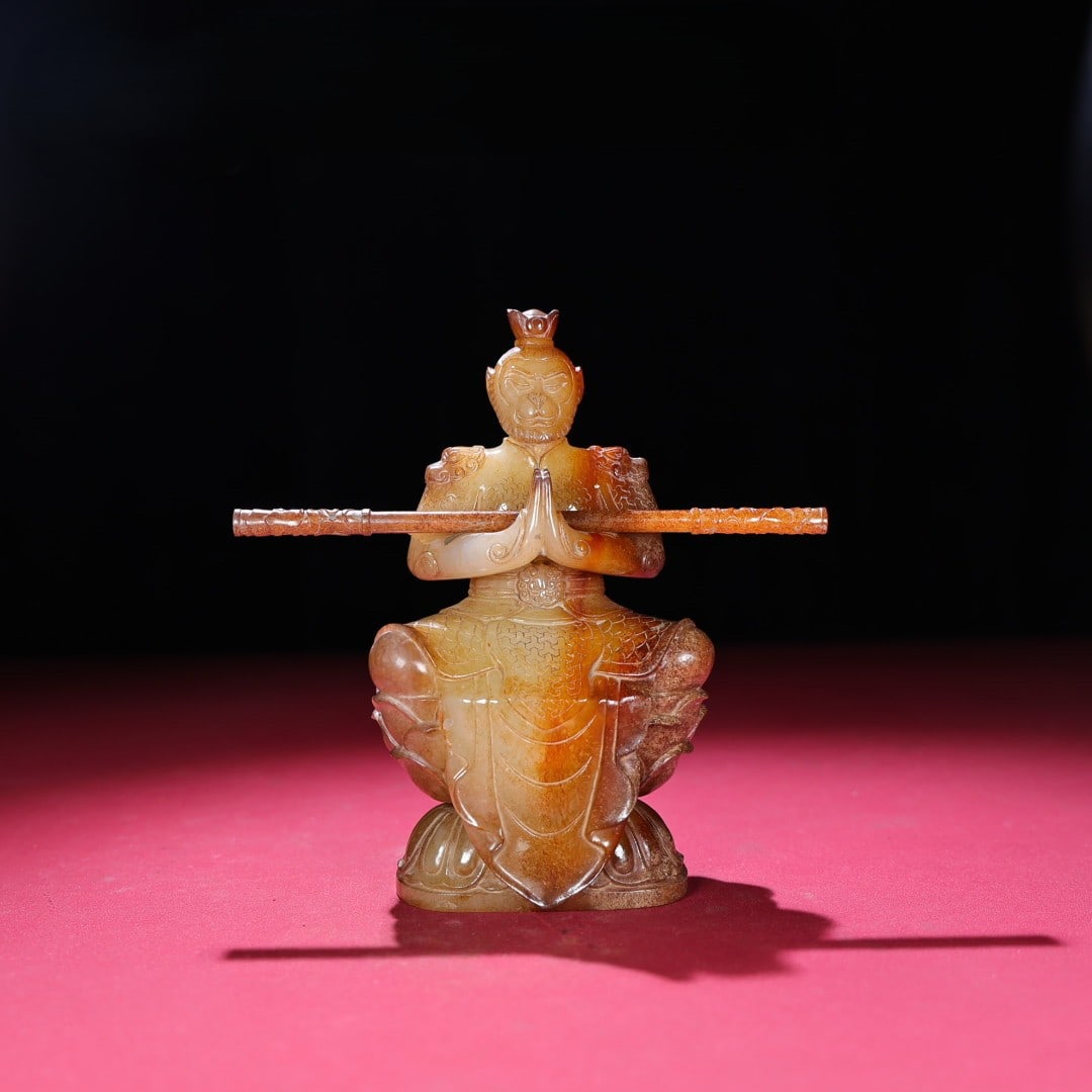 An Exquisite White Jade Figure Ornament: An Exquisite White Jade Figure Ornament,Qing Dynasty,China,Size:6.9inx3.9inx2.6in,46.1inx0.3in,Total Weight:1090g白玉人物摆件,中国清代,Size: