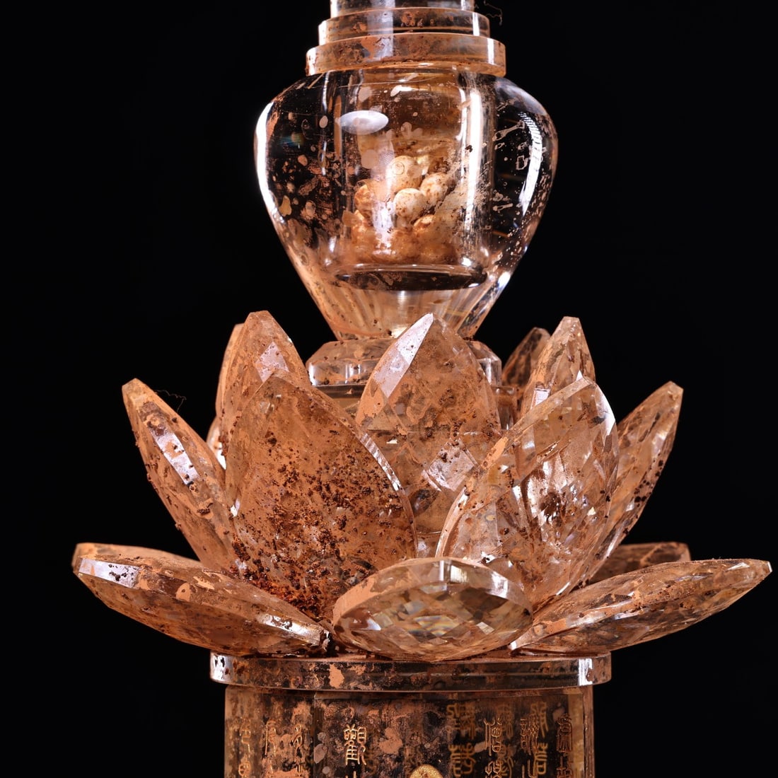 A Rare Crystal Painted Gold Scriptures Stupa - 3