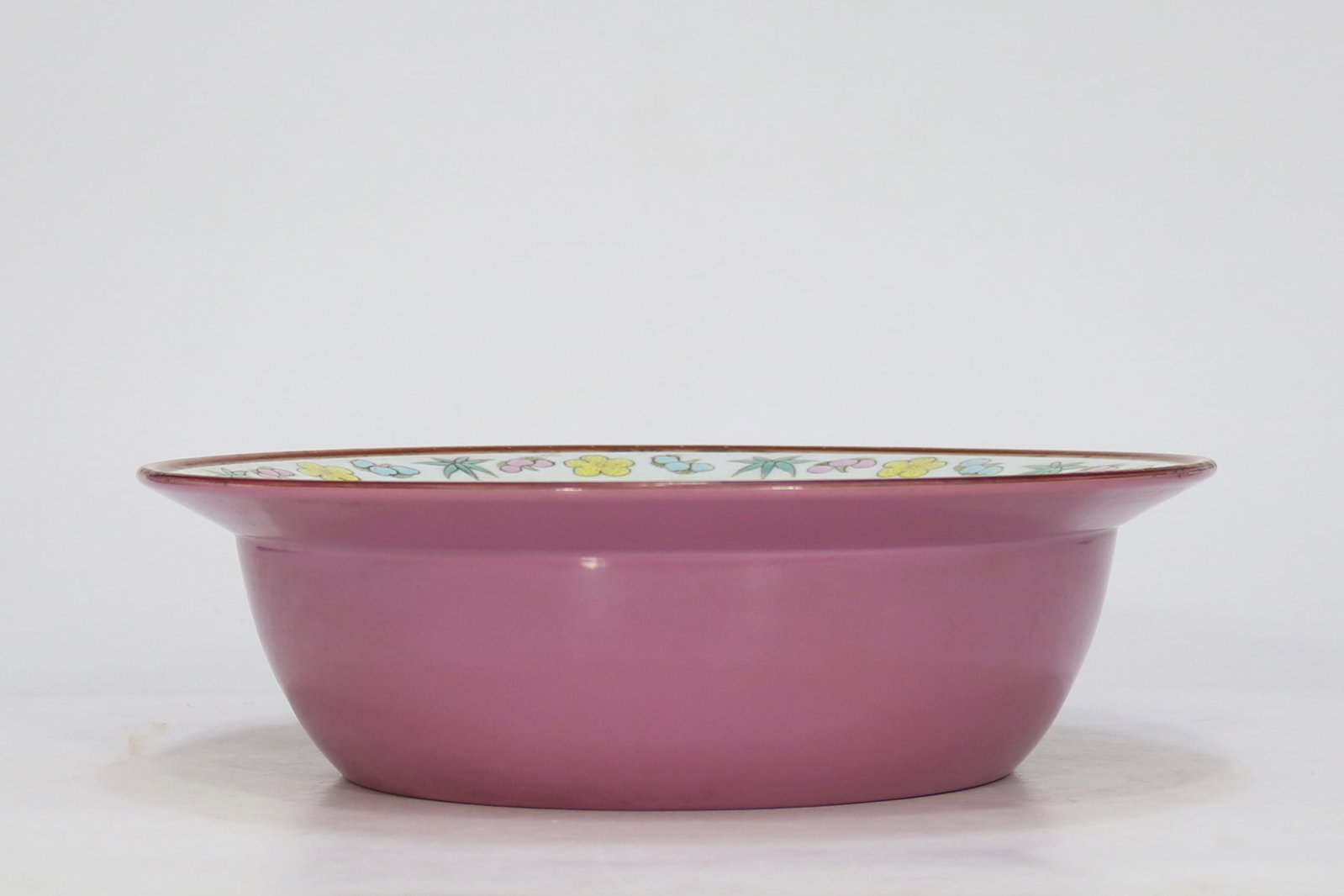 An Exquisite Famille-Rose Pink Glazed Flower Pattern Basin,With Poem: An Exquisite Famille-Rose Pink Glazed Flower Pattern Basin,With Poem,Qing Dynasty, China,Qianlong Six-character