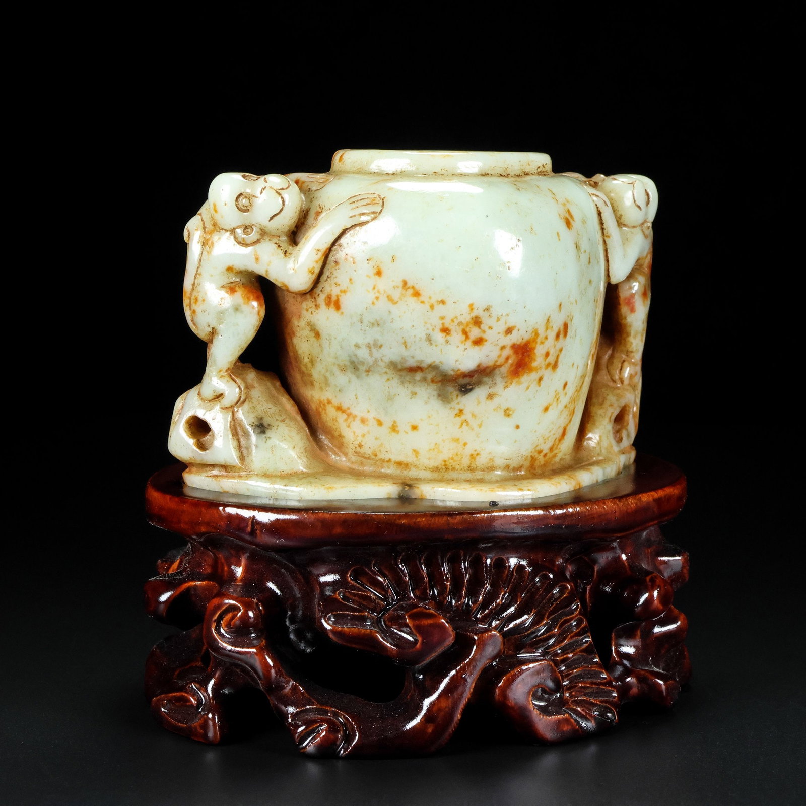 An Exquisite White Jade Monkey Pattern Censer - 2