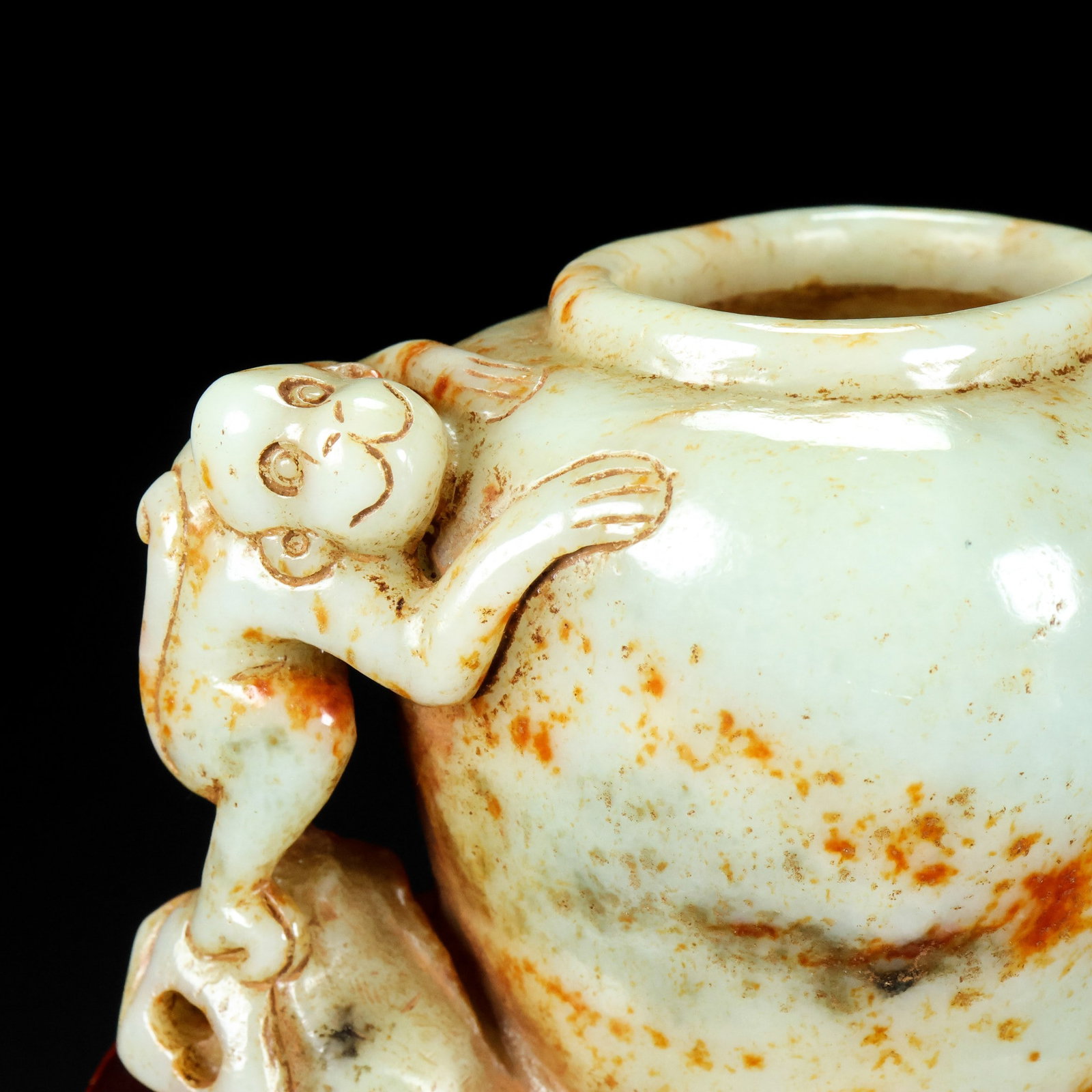 An Exquisite White Jade Monkey Pattern Censer - 4