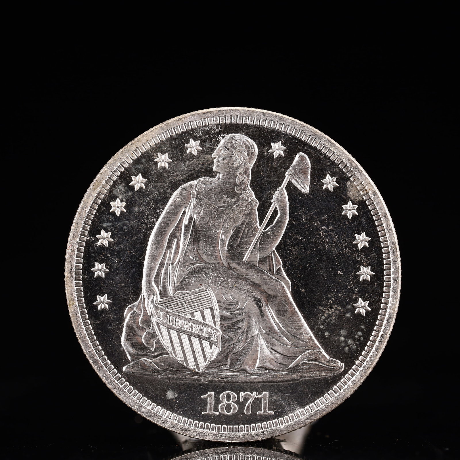 USA One Dollar 1871 Coin: American coin. IN GOD WE TRUST / LIBERTY / 1871 / UNITED STATES OF AMERICA / ONE DOL. Weight:26.9g.