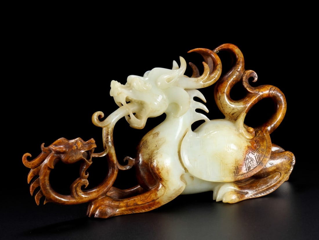 An Exquisite White Jade Dragon Turtle Ornament (1 of 9)