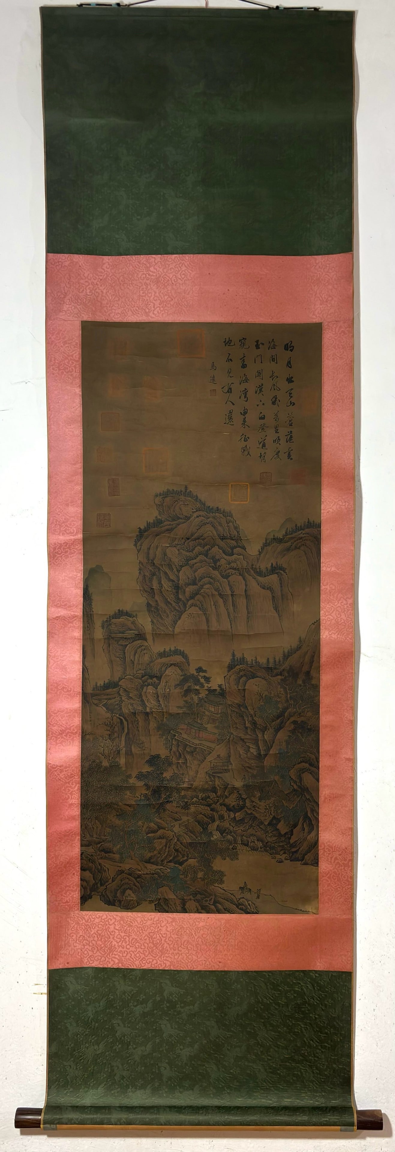 A Chinese Vertical Scroll Ink Painting of Landscape and Figure on Silk,Ma Yuan: A Chinese Vertical Scroll Ink Painting of Landscape and Figure on Silk,Ma Yuan,Size:(Without