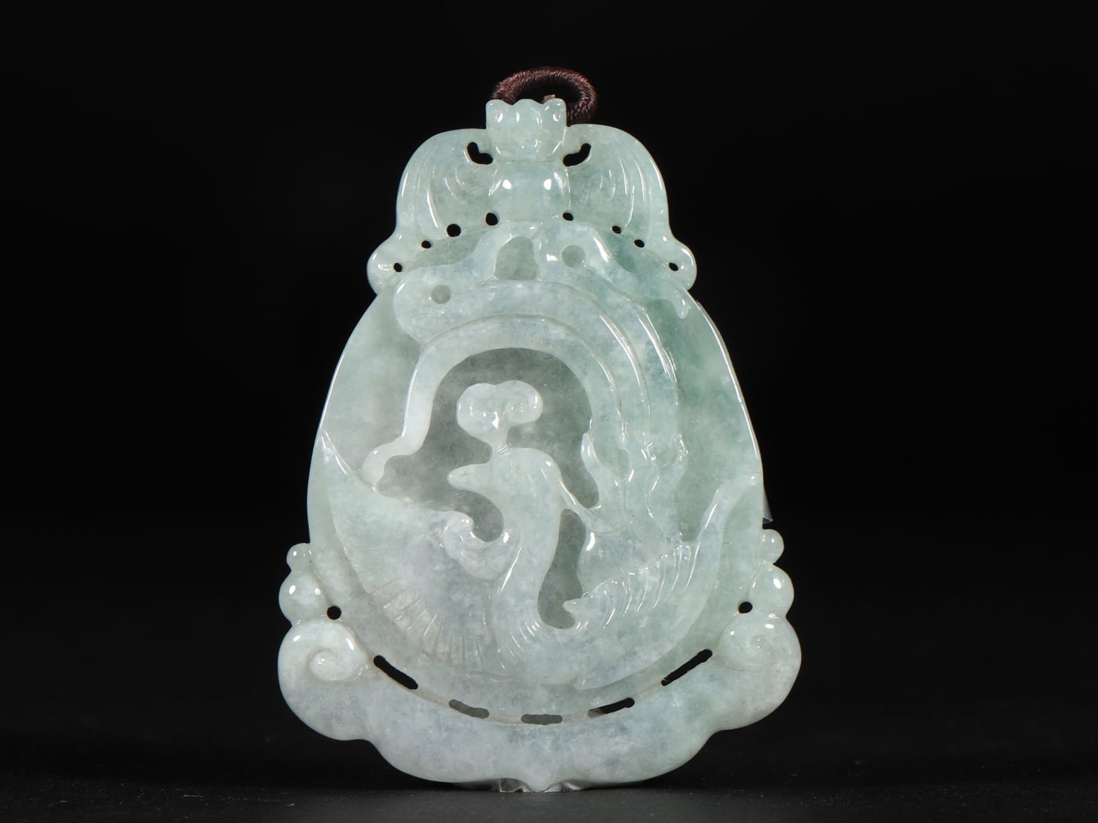 An Exquisite Jadeite Bats Phoenix Pattern Pendant (1 of 9)