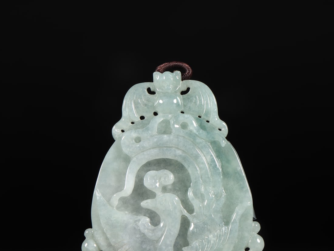 An Exquisite Jadeite Bats Phoenix Pattern Pendant - 2